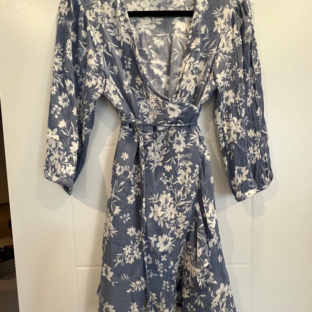 Lulu's Blue and White Floral Dress